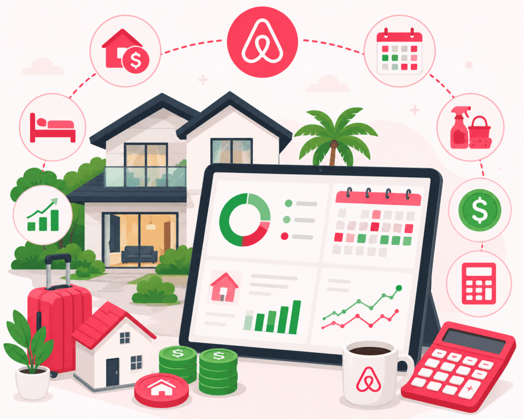 airbnb rental income calculator showing real host profit after platform fees cleaning costs maintenance and vacancy rate