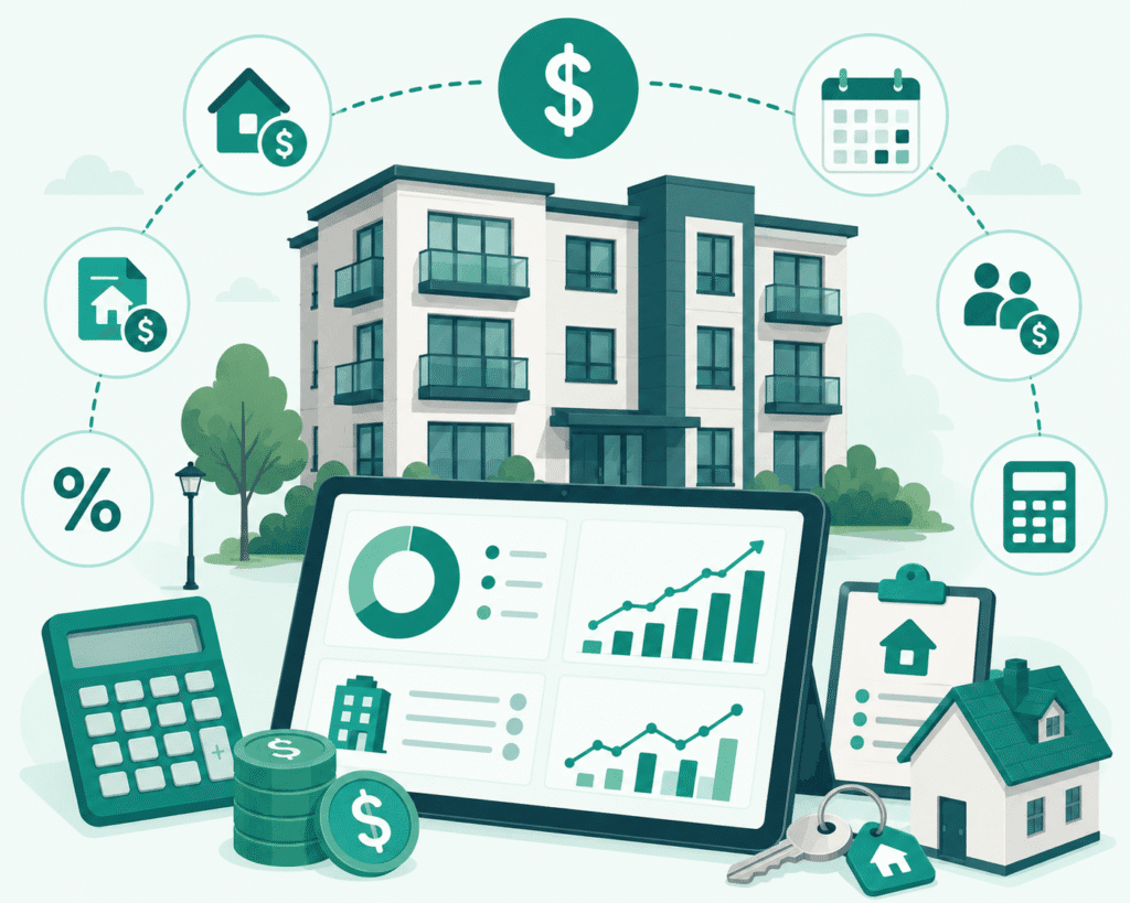 rental yield calculator showing gross and net yield on investment property after mortgage maintenance vacancy and management fees